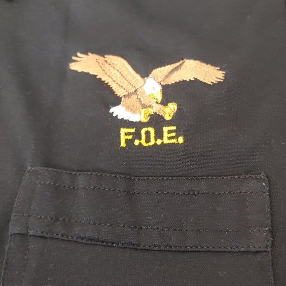Vintage FOE Fraternal Order Eagles Small Polo Shirt Winner Mate Black Retro EUC - Picture 2 of 9